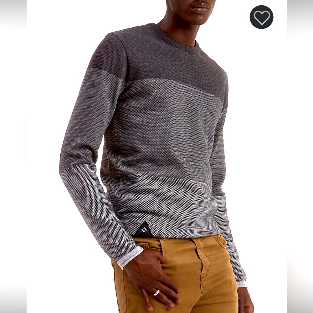 Point Zero, Fine Gauge 3-Tone Sweater (Grey), Mens, Brand New with Tags